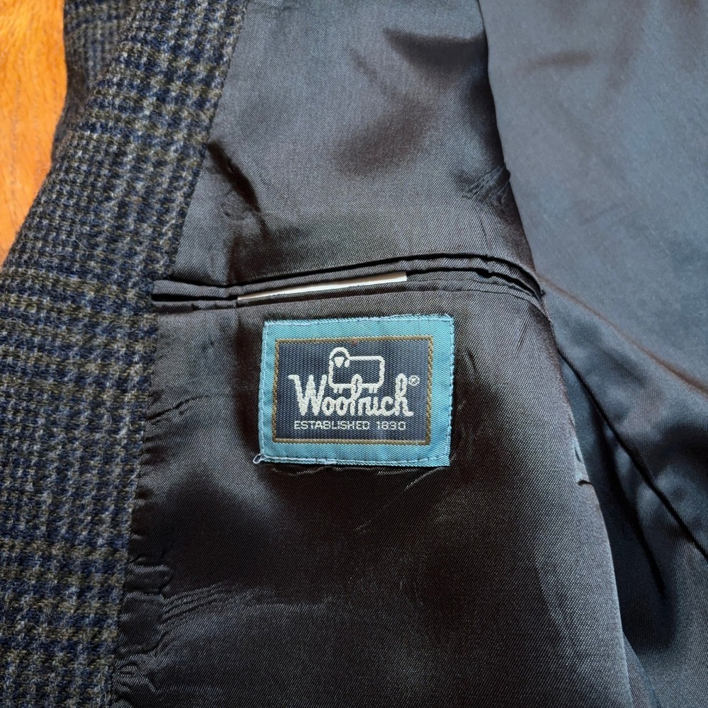 Vintage Woolrich Blazer Men's Medium Gray Plaid Jacket Wool Blend Made in USA - Picture 3 of 10
